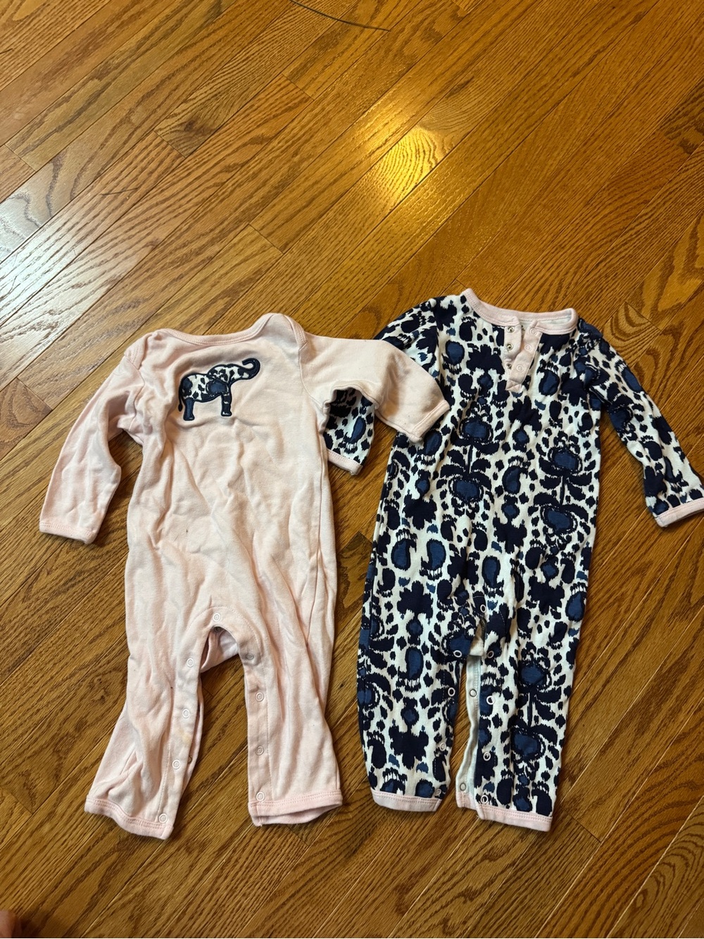Bundle of two baby footless pajamas sleepers rompers cotton